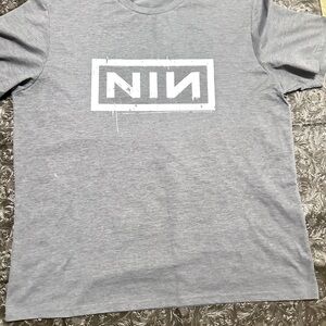 Grayish Bluish NIN Logo Men's Or Women’s Corduroyish Feel T-Shirt